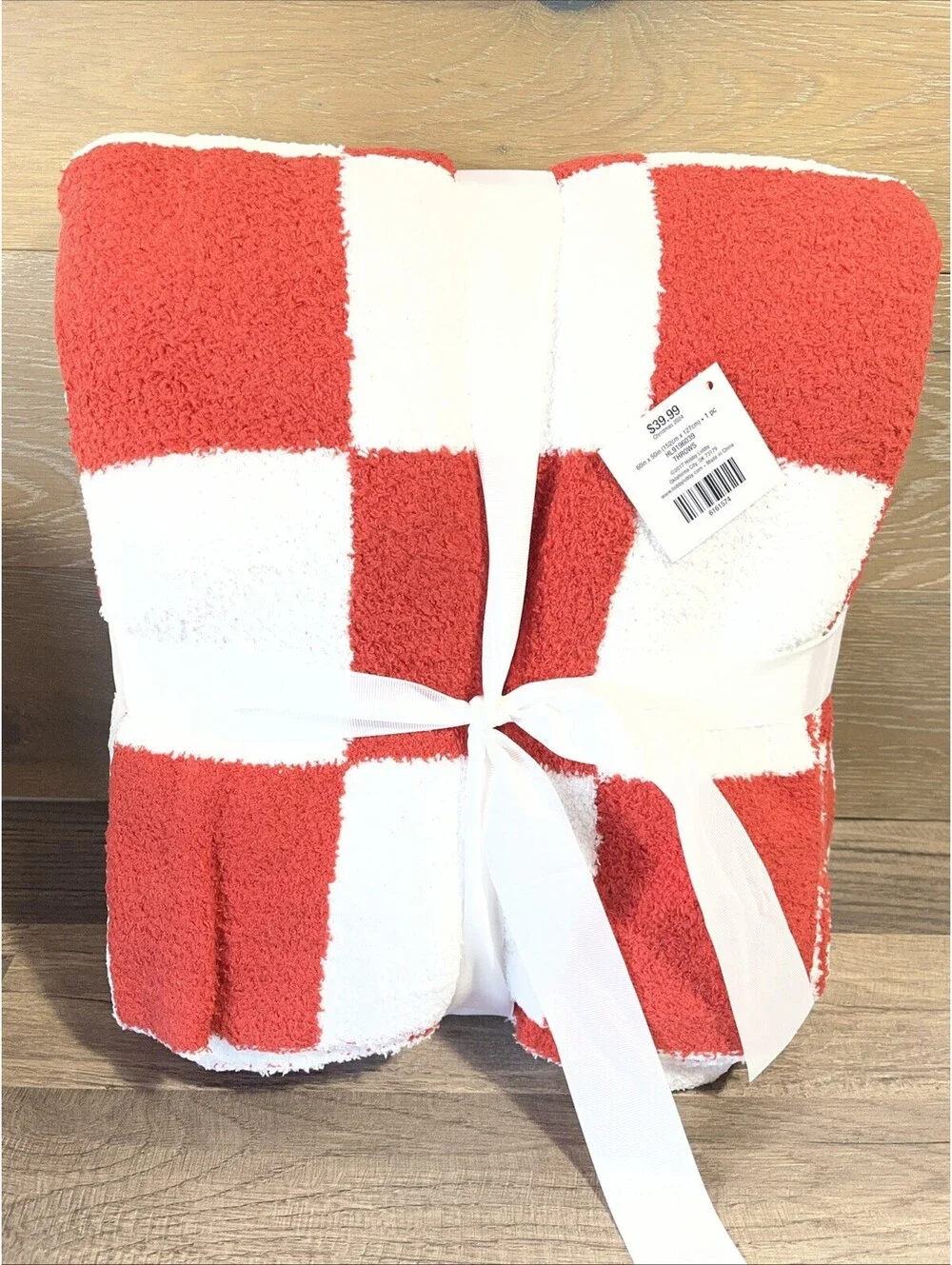New Red & White Christmas Checkerboard Throw Blanket 60 × 50